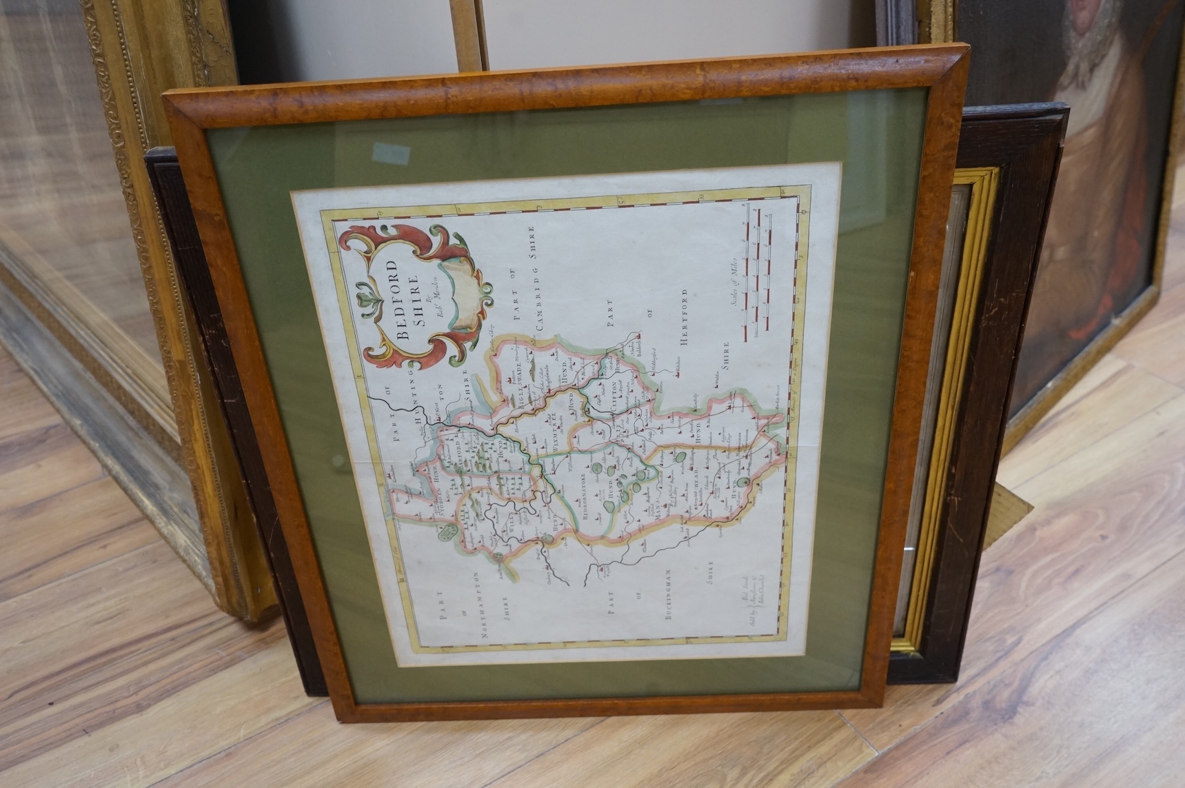 Three 18th century and later hand coloured maps, comprising, one by Robert Morden, Bedfordshire, Northumberland and one other, largest 44 x 55cm